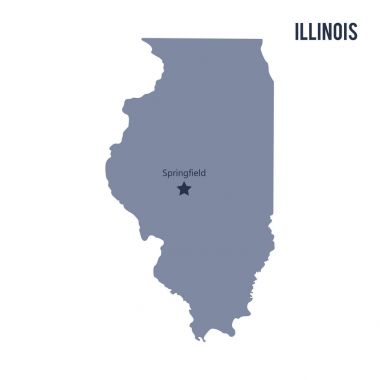 Vektör harita Illinois Eyaleti'nde beyaz arka plan üzerinde izole.