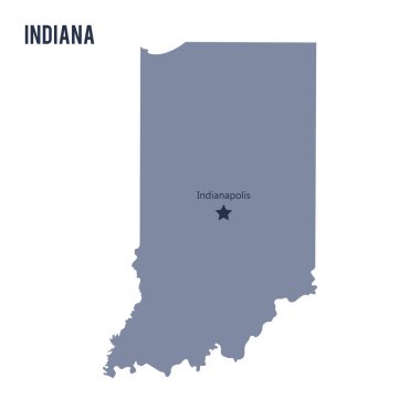 Vektör harita üzerinde beyaz arka plan izole Indiana Eyalet.