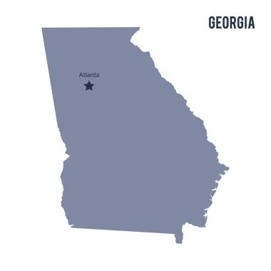 Vektör harita üzerinde beyaz arka plan izole Gürcistan devlet.