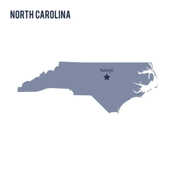 Mapa vetorial Estado da Carolina do Norte isolado sobre fundo branco . — Vetor de Stock
