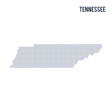 Vektör noktalı harita üzerinde beyaz arka plan izole Tennessee Devlet .