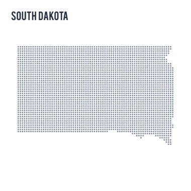Vektör noktalı harita Devlet Güney Dakota beyaz arka plan üzerinde izole .