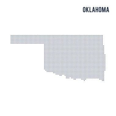 Vektör noktalı harita üzerinde beyaz arka plan izole Oklahoma eyalet .