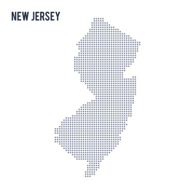 Vektör noktalı harita devlet New Jersey beyaz arka plan üzerinde izole .