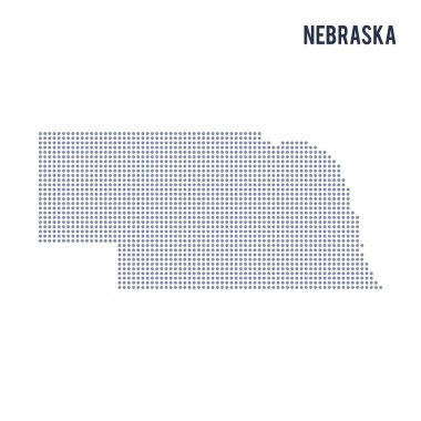 Vektör noktalı harita üzerinde beyaz arka plan izole Nebraska Eyalet .