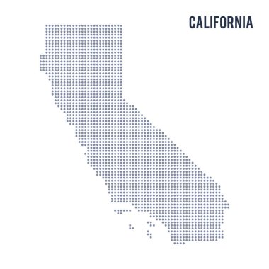 Vektör noktalı harita üzerinde beyaz arka plan izole Kaliforniya Eyaleti .