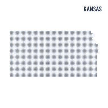 Vektör noktalı harita üzerinde beyaz arka plan izole Kansas eyaleti .