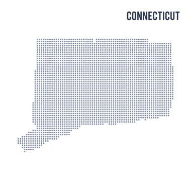 Vektör noktalı harita devlet Connecticut beyaz arka plan üzerinde izole .