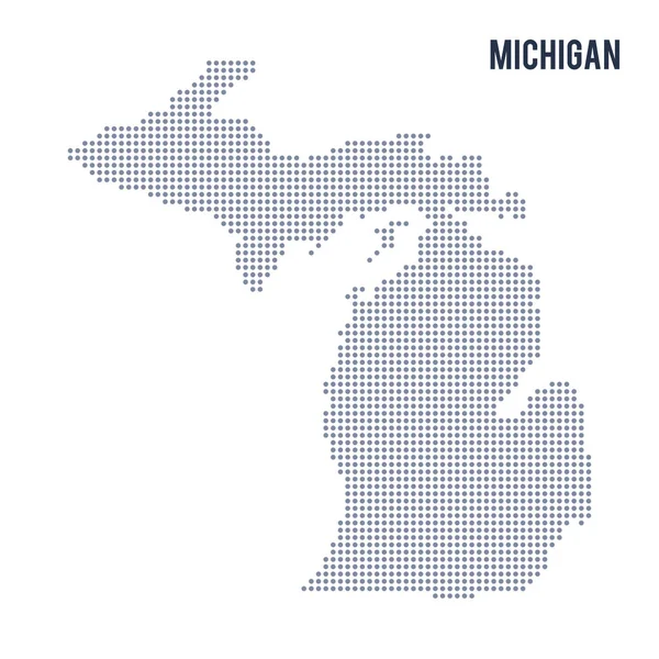 Mapa pontilhado vetorial Estado de Michigan isolado sobre fundo branco  . — Vetor de Stock