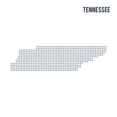 Beyaz arka plan üzerinde Tennessee eyaletinde vektör piksel harita izole