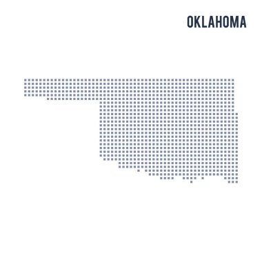 Vektör piksel harita üzerinde beyaz arka plan izole Oklahoma eyalet