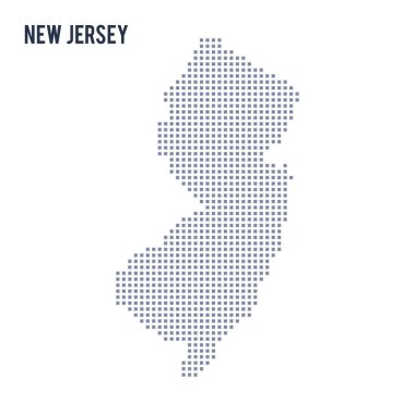 Vektör piksel harita New Jersey eyalet beyaz arka plan üzerinde izole.