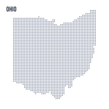 Vektör piksel harita üzerinde beyaz arka plan izole Ohio devlet