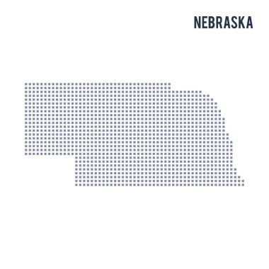 Vektör piksel harita üzerinde beyaz arka plan izole Nebraska Eyalet