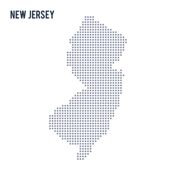 Mappa pixel vettoriale Stato del New Jersey isolato su sfondo bianco — Vettoriale Stock