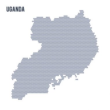 Vektör altıgen Uganda Haritası üzerinde beyaz bir arka plan