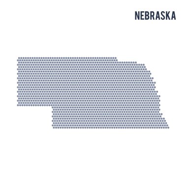 Nebraska Eyalet vektör altıgen harita üzerinde beyaz bir arka plan