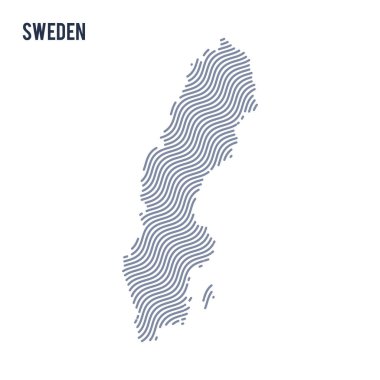 Vektör soyut dalga beyaz bir arka plan üzerinde izole İsveç Haritası.