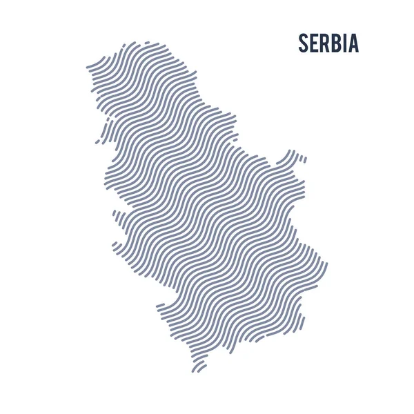 Mapa de onda abstracta vectorial de Serbia aislado sobre fondo blanco . — Archivo Imágenes Vectoriales