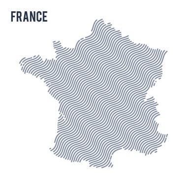 Beyaz bir arka plan üzerinde vektör soyut dalga Fransa Haritası izole.