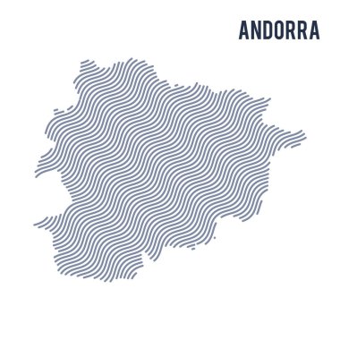 Vektör soyut dalga beyaz bir arka plan üzerinde izole Andorra Haritası.