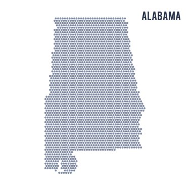 Alabama eyaleti vektör altıgen harita üzerinde beyaz bir arka plan
