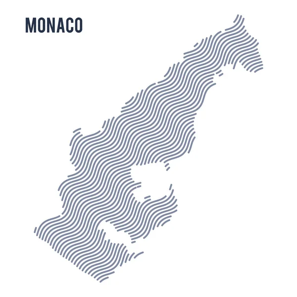 Mapa de onda abstracta vectorial de Mónaco aislado sobre un fondo blanco . — Vector de stock