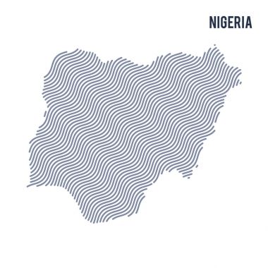 Vektör soyut dalga beyaz bir arka plan üzerinde izole Nijerya Haritası. Seyahat vektör çizim.