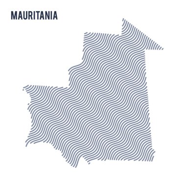 Vektör soyut dalga beyaz bir arka plan üzerinde izole Moritanya Haritası. Seyahat vektör çizim.
