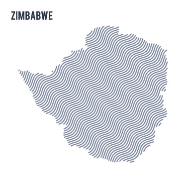 Vektör soyut dalga beyaz bir arka plan üzerinde izole Zimbabve Haritası. Seyahat vektör çizim.