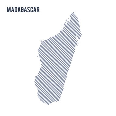 Vektör soyut dalga beyaz bir arka plan üzerinde izole Madagaskar Haritası. Seyahat vektör çizim.
