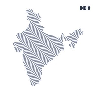 Vektör soyut dalga beyaz bir arka plan üzerinde izole Hindistan Haritası. Seyahat vektör çizim.