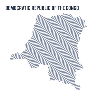 Vektör soyut dalga beyaz bir arka plan üzerinde izole Kongo Demokratik Cumhuriyeti haritası. Seyahat vektör çizim.