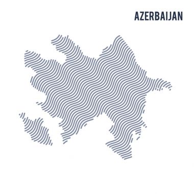 Vektör soyut dalga beyaz bir arka plan üzerinde izole Azerbaycan Haritası. Seyahat vektör çizim.