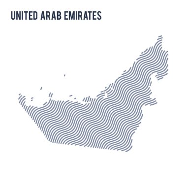 Birleşik Arap Emirlikleri beyaz bir arka plan üzerinde izole vektör soyut dalga Haritası.