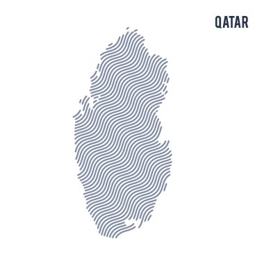 Vektör soyut dalga beyaz bir arka plan üzerinde izole Katar Haritası.