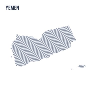 Beyaz bir arka plan üzerinde izole Yemen vektör soyut dalga Haritası.