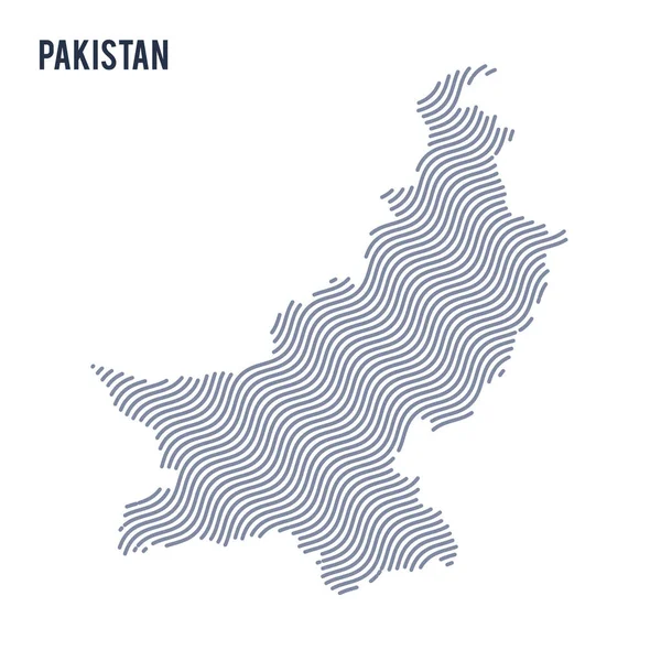 Vector Abstrakt Våg Karta Över Pakistan Isolerad Vit Bakgrund Resor — Stock vektor