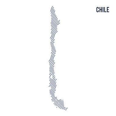 Vektör soyut dalga beyaz bir arka plan üzerinde izole Şili haritası.