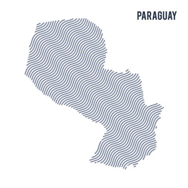 Vektör soyut dalga beyaz bir arka plan üzerinde izole Paraguay Haritası.