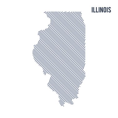 Beyaz bir arka plan üzerinde izole Illinois Eyaleti'nde vektör soyut dalga Haritası.