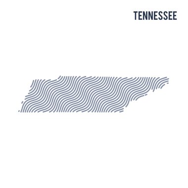 Beyaz bir arka plan üzerinde izole Tennessee Devlet vektör soyut dalga Haritası.