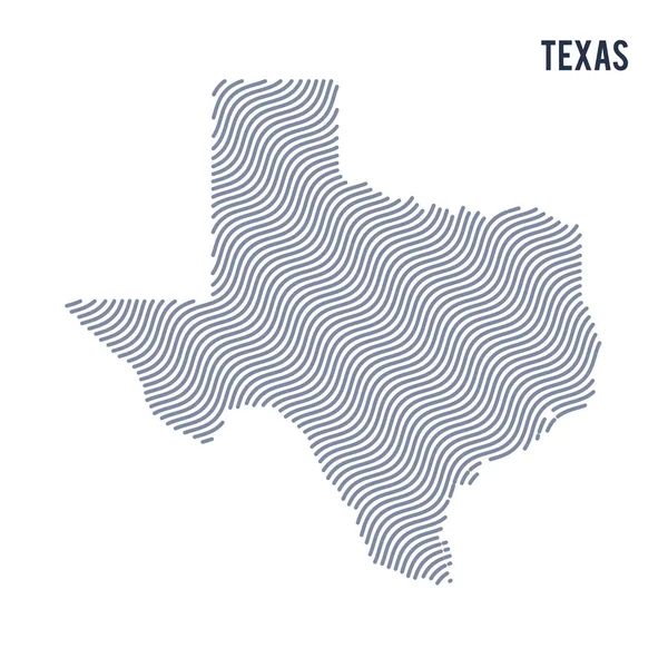 Mapa de onda abstracta vectorial del estado de Texas aislado sobre un fondo blanco . — Vector de stock