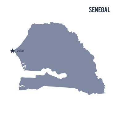 Beyaz arka plan üzerinde izole Senegal vektör harita.