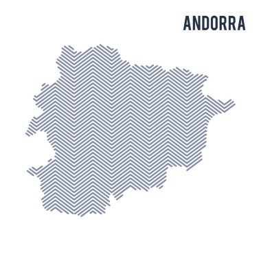 Beyaz bir arka plan üzerinde izole Andorra vektör soyut taranmış Haritası.