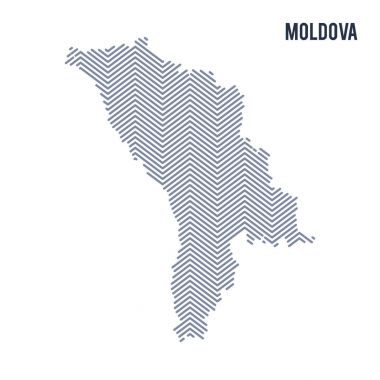 Beyaz bir arka plan üzerinde izole Moldova vektör soyut taranmış Haritası.