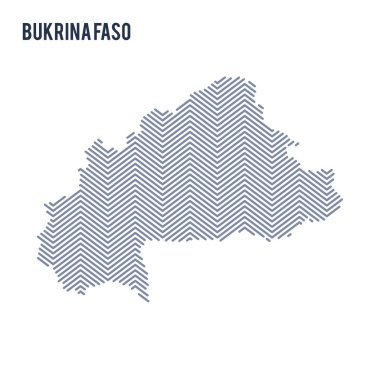 Beyaz bir arka plan üzerinde Bukina Faso vektör soyut taranmış Haritası izole.