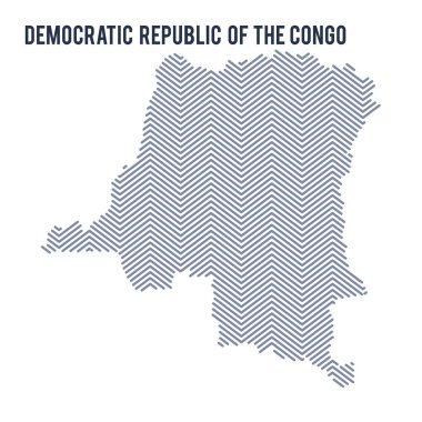 Beyaz bir arka plan üzerinde izole Kongo Demokratik Cumhuriyeti vektör soyut taranmış Haritası.