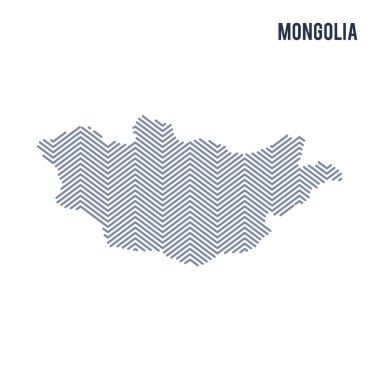 Beyaz bir arka plan üzerinde izole Moğolistan vektör soyut taranmış Haritası.