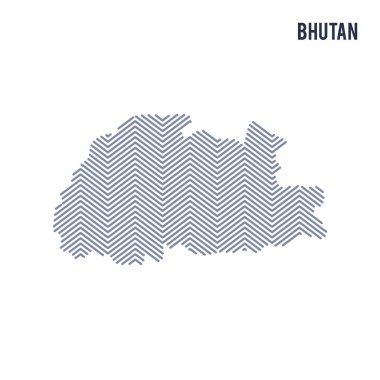 Beyaz bir arka plan üzerinde izole Bhutan vektör soyut taranmış Haritası.